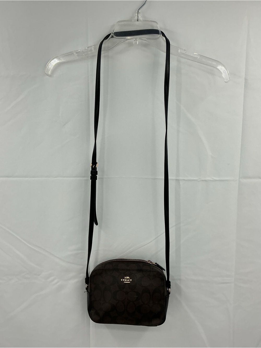 Coach Brown Signature Small Crossbody with Black Strap D17 - Picture 1 of 7